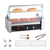 image:imageVEVOR Hot Dog Roller 7 Rollers 18 Hot Dogs Capacity 1050W Stainless Sausage Grill Cooker Machine with Dual Temp Control Glass Hood Acrylic Cover Bun Warmer Shelf Removable Oil Drip Tray ETL Certified5 RollersCover