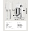 image:imageVEVOR Manual Sausage Stuffer 7 LBS  3 L Vertical Meat Stuffer Heavy Duty Sausage Casing Meat Stuffing Machine DualSpeed Stainless Steel Filler with 5 Filling Tubes for Commercial and Home Use7LBS3LNew