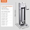 image:imageVEVOR Manual Sausage Stuffer 7 LBS  3 L Vertical Meat Stuffer Heavy Duty Sausage Casing Meat Stuffing Machine DualSpeed Stainless Steel Filler with 5 Filling Tubes for Commercial and Home Use7 L  15 LBS