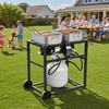 image:imageVEVOR Outdoor Propane Deep Fryer DualTank 18QTx2 Commercial Fryer MultiPurpose Portable Frying Cart with Wheel 3 Basket 2 Thermometer Stainless Steel Cooker for Fish Fry Wings Fries 40000 BTU36QT18QTX2