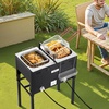 image:imageVEVOR Outdoor Propane Deep Fryer DualTank 18QTx2 Commercial Fryer MultiPurpose Portable Frying Cart with Wheel 3 Basket 2 Thermometer Stainless Steel Cooker for Fish Fry Wings Fries 40000 BTU32QT 16QTX2