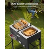 image:imageVEVOR Outdoor Propane Deep Fryer DualTank 18QTx2 Commercial Fryer MultiPurpose Portable Frying Cart with Wheel 3 Basket 2 Thermometer Stainless Steel Cooker for Fish Fry Wings Fries 40000 BTU32QT 16QTX2