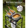 image:imageVEVOR Outdoor Propane Deep Fryer DualTank 18QTx2 Commercial Fryer MultiPurpose Portable Frying Cart with Wheel 3 Basket 2 Thermometer Stainless Steel Cooker for Fish Fry Wings Fries 40000 BTU36QT18QTX2