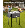 image:imageVEVOR Outdoor Propane Deep Fryer DualTank 18QTx2 Commercial Fryer MultiPurpose Portable Frying Cart with Wheel 3 Basket 2 Thermometer Stainless Steel Cooker for Fish Fry Wings Fries 40000 BTU16QT8QTX2