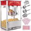 image:imageVEVOR Popcorn Machine 8oz Stainless Steel Kettle 800W Commercial Countertop Popcorn Maker 48 Cups per Batch Theater Style Popper with 2Button Control Glass Wall PC Door 1 Scoop 3 Spoons RedRed