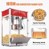image:imageVEVOR Popcorn Machine 8oz Stainless Steel Kettle 800W Commercial Countertop Popcorn Maker 48 Cups per Batch Theater Style Popper with 2Button Control Glass Wall PC Door 1 Scoop 3 Spoons RedRed