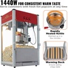 image:imageVEVOR Popcorn Machine 8oz Stainless Steel Kettle 800W Commercial Countertop Popcorn Maker 48 Cups per Batch Theater Style Popper with 2Button Control Glass Wall PC Door 1 Scoop 3 Spoons RedRed