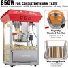 image:imageVEVOR Popcorn Machine 8oz Stainless Steel Kettle 800W Commercial Countertop Popcorn Maker 48 Cups per Batch Theater Style Popper with 2Button Control Glass Wall PC Door 1 Scoop 3 Spoons RedRed