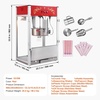 image:imageVEVOR Popcorn Machine 8oz Stainless Steel Kettle 800W Commercial Countertop Popcorn Maker 48 Cups per Batch Theater Style Popper with 2Button Control Glass Wall PC Door 1 Scoop 3 Spoons RedRed