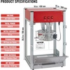 image:imageVEVOR Popcorn Machine 8oz Stainless Steel Kettle 800W Commercial Countertop Popcorn Maker 48 Cups per Batch Theater Style Popper with 2Button Control Glass Wall PC Door 1 Scoop 3 Spoons RedRed