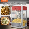 image:imageVEVOR Popcorn Machine 8oz Stainless Steel Kettle 800W Commercial Countertop Popcorn Maker 48 Cups per Batch Theater Style Popper with 2Button Control Glass Wall PC Door 1 Scoop 3 Spoons RedRed