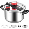 image:imageVEVOR Pressure Cooker 10Qt Pressure Cooker Stainless Steel Pressures Canner with Steaming Rack Tempered Glass Lid Three Pressures Settings for Meat Beans Rice Soup Sauces Cook up to 100 kPa10 Quarts