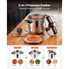 image:imageVEVOR Pressure Cooker 10Qt Pressure Cooker Stainless Steel Pressures Canner with Steaming Rack Tempered Glass Lid Three Pressures Settings for Meat Beans Rice Soup Sauces Cook up to 100 kPa12 Quarts