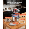 image:imageVEVOR Pressure Cooker 10Qt Pressure Cooker Stainless Steel Pressures Canner with Steaming Rack Tempered Glass Lid Three Pressures Settings for Meat Beans Rice Soup Sauces Cook up to 100 kPa8 Quarts