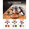 image:imageVEVOR Pressure Cooker 10Qt Pressure Cooker Stainless Steel Pressures Canner with Steaming Rack Tempered Glass Lid Three Pressures Settings for Meat Beans Rice Soup Sauces Cook up to 100 kPa10 Quarts