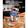 image:imageVEVOR Pressure Cooker 10Qt Pressure Cooker Stainless Steel Pressures Canner with Steaming Rack Tempered Glass Lid Three Pressures Settings for Meat Beans Rice Soup Sauces Cook up to 100 kPa12 Quarts