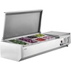 image:imageVEVOR Refrigerated Condiment Prep Station 130 W Countertop Refrigerated Condiment Station with Two 13 Pans amp Four 16 Pans 304 Stainless Body and PC Lid Sandwich Prep Table with Stainless Guard