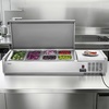 image:imageVEVOR Refrigerated Condiment Prep Station 130 W Countertop Refrigerated Condiment Station with Two 13 Pans amp Four 16 Pans 304 Stainless Body and PC Lid Sandwich Prep Table with Stainless Guard