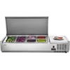 image:imageVEVOR Refrigerated Condiment Prep Station 130 W Countertop Refrigerated Condiment Station with Two 13 Pans amp Four 16 Pans 304 Stainless Body and PC Lid Sandwich Prep Table with Stainless Guard