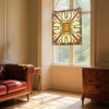 image:imageVEVOR Stained Glass Window Panel 20 x 21 in Tiffany Style Hanging Transom Window Panel with Chain Large Vertical Rectangle Stain Glass Vintage Traditional Art Handcrafts for Kitchen Home Decor20 x 21 in