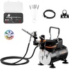 image:imageVEVOR Airbrush Kit 16 HP Air Brush Kit with Air Compressor and Tank 1 DualAction Professional Airbrush with 1 Tip Hose Acrylic Paint 2 Fans for Cake Decorating Model Painting Nail ArtNo Color Set