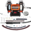 image:imageVEVOR Bench Buffer Polisher Bench Buffer Grinder Polishing amp Buffing Machine for MetalJewelryWoodJadePlasticSilver DIY with WoolAbrasive Fiber WheelGrinding Wheel100pcs Tools 3590RPMBlack