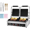 image:imageVEVOR Commercial Panini Grill 3600W Electric Sandwich Panini Maker Stainless Steel Double Sandwichs Press with Handle and Temp Control 19x9 in Full Grooved Enamel Plate for Hamburger Steak Bacon