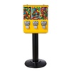 image:imageVEVOR Commercial Vending Machine Triple Compartment Candy Dispenser with Iron Stand Gumball and Candy Machine for Business Coin Operated Gumball Bank for Toy Capsules Bouncy Balls Candy Nut BlackYellow