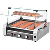 image:imageVEVOR Hot Dog Roller 12 Hot Dog 5 Rollers Stainless Steel Sausage Grill Cooker 750W Commercial Hot Dog Machine with Dual Temp Control Cover Side Storage Box Removable Shelf amp Oil Drip Tray11 RollersCover