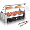 image:imageVEVOR Hot Dog Roller 7 Rollers 18 Hot Dogs Capacity 1050W Stainless Sausage Grill Cooker Machine with Dual Temp Control Glass Hood Acrylic Cover Bun Warmer Shelf Removable Oil Drip Tray ETL Certified5 RollersCover