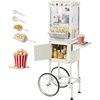 image:imageVEVOR Popcorn Machine 8oz Stainless Steel Kettle 800W Commercial Countertop Popcorn Maker 48 Cups per Batch Theater Style Popper with 2Button Control Glass Wall PC Door 1 Scoop 3 Spoons RedWhite with cart