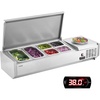 image:imageVEVOR Refrigerated Condiment Prep Station 130 W Countertop Refrigerated Condiment Station with Two 13 Pans amp Four 16 Pans 304 Stainless Body and PC Lid Sandwich Prep Table with Stainless Guard
