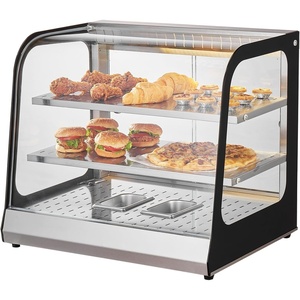 image:imageVEVOR 3Tier Commercial Food Warmer Display 1600W Food Display Warmer with LED Light Top Storage and Adjustable Shelves 86185 Steam Heating 190Qt180L for Hamburger Pizza Bread Fried Chicken2Tier117QT