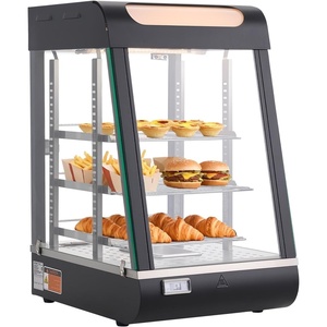 image:imageVEVOR 3Tier Commercial Food Warmer Display 1600W Food Display Warmer with LED Light Top Storage and Adjustable Shelves 86185 Steam Heating 190Qt180L for Hamburger Pizza Bread Fried Chicken3Tier60QT