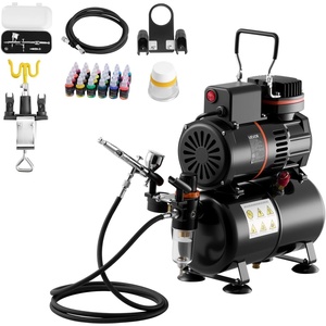 image:imageVEVOR Airbrush Kit 16 HP Air Brush Kit with Air Compressor and Tank 1 DualAction Professional Airbrush with 1 Tip Hose Acrylic Paint 2 Fans for Cake Decorating Model Painting Nail Art24 Colors Set