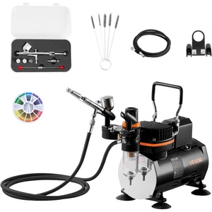 image:imageVEVOR Airbrush Kit 16 HP Air Brush Kit with Air Compressor and Tank 1 DualAction Professional Airbrush with 1 Tip Hose Acrylic Paint 2 Fans for Cake Decorating Model Painting Nail ArtNo Color Set