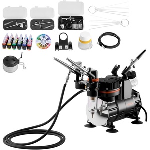 image:imageVEVOR Airbrush Kit Professional Airbrush Set with 15 HP Compressor amp 3 Airbrushes Airbrushing System Kit with MultiPurpose DualAction Gravity Feed Airbrushes Art Nail Cookie Tatto24 Paint Colors Set