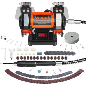 image:imageVEVOR Bench Buffer Polisher Bench Buffer Grinder Polishing amp Buffing Machine for MetalJewelryWoodJadePlasticSilver DIY with WoolAbrasive Fiber WheelGrinding Wheel100pcs Tools 3590RPMBlack