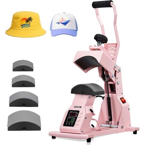 image:imageVEVOR Hat Heat Press Machine with 4pcs Interchangeable Platens Precise Temperature and Time Control Hat Press for HTV Iron On and Sublimation Projects for Caps Headbands Cuffs Face Masks GreenPink