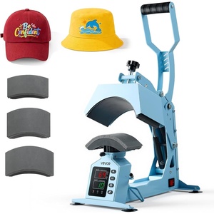 image:imageVEVOR Hat Heat Press Machine with 4pcs Interchangeable Platens Precise Temperature and Time Control Hat Press for HTV Iron On and Sublimation Projects for Caps Headbands Cuffs Face Masks GreenLight Blue