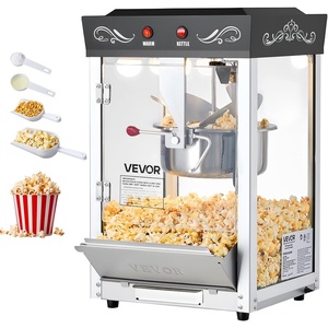 image:imageVEVOR Popcorn Machine 8oz Stainless Steel Kettle 800W Commercial Countertop Popcorn Maker 48 Cups per Batch Theater Style Popper with 2Button Control Glass Wall PC Door 1 Scoop 3 Spoons RedBlack
