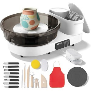 image:imageVEVOR Pottery Wheel for Adults 14 and 11 Turntables 450W Electric Table Top Pottery Wheel with Foot Pedal 30300 RPM Adjustable Speed Aluminum Body for Beginners DIY Clay Art Craft GreenWhite  11inch  14inch