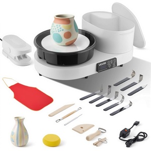 image:imageVEVOR Pottery Wheel for Adults 14 and 11 Turntables 450W Electric Table Top Pottery Wheel with Foot Pedal 30300 RPM Adjustable Speed Aluminum Body for Beginners DIY Clay Art Craft GreenWhite  11inch