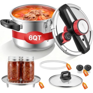 image:imageVEVOR Pressure Cooker 10Qt Pressure Cooker Stainless Steel Pressures Canner with Steaming Rack Tempered Glass Lid Three Pressures Settings for Meat Beans Rice Soup Sauces Cook up to 100 kPa63 Quarts