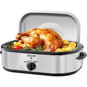 image:imageVEVOR Roaster Oven 22QT Electric Roasting Pan 150450 Adjustable Temperature Multifunctional Electric Roaster Oven with SelfBasting Lid Defrost amp Warm Function for Holiday Meal Fits 26lb TurkeySilver