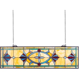 image:imageVEVOR Stained Glass Window Panel 20 x 21 in Tiffany Style Hanging Transom Window Panel with Chain Large Vertical Rectangle Stain Glass Vintage Traditional Art Handcrafts for Kitchen Home Decor32 x 10 in
