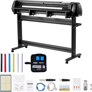 image:imageVEVOR Vinyl Cutter Machine 53 inch Max Feed Width Dual Blades Adjustable Force and Speed LED Display Vinyl Plotter Cutter Printer Bundle with Sticker Sheets Transfer Film Signmaster Software