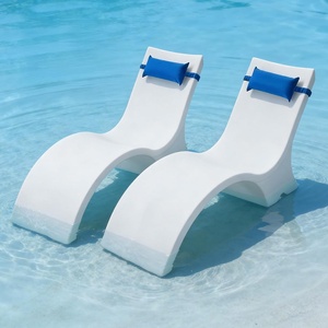 image:imageVEVOR Pool Lounge Chairs Set of 2 Chaise Lounger with Headrest Water Weighted inPool Lounger Chairs for up to 15 Water Depths AntiFloating Patio Furniture for Sun Shelf amp Tanning Ledge 440LBS688 x 23x 4016
